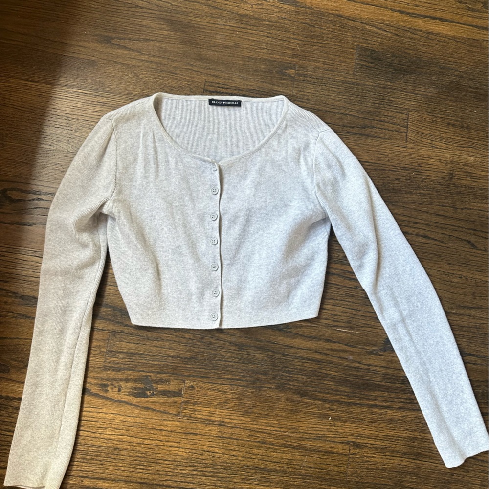 Brandy Melville Cropped Cardigan Gray Grey